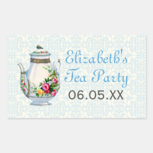Blauw Frans Tea Party Favor Stickers