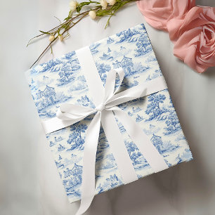 Blauw Frans Toile de Jouy Stijl Elegant Cadeaupapier