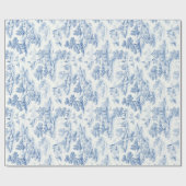 Blauw Frans Toile de Jouy  Stijl Elegant Cadeaupapier (Vlak)