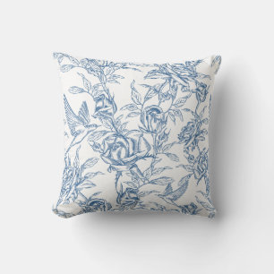 Blauw Frans Toile Kussen