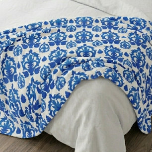 Blauw Frans Toile Patroon Fleece Deken