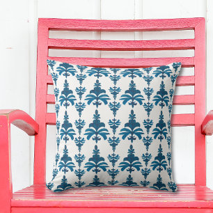 Blauw Frans Toile Patroon Kussen