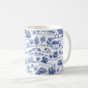 Blauw Frans Toile Plattelandspatroon Koffiemok