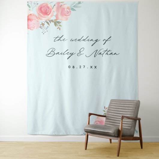 Blauw Frans Tuin Trouwfotografie Achtergrond Wandkleed (In situ)