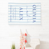 Blauw Franse Persoonlijke Trouwdag Spandoek (Insitu)
