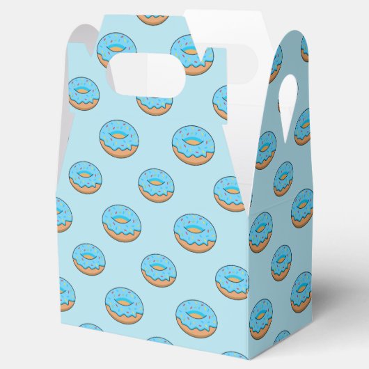 Blauw Frosted Donut met Sprinkles Cartoon Bedankdoosjes (Geopend)