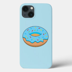 Blauw Frosted Donut met Sprinkles Cartoon iPhone 13 Hoesje