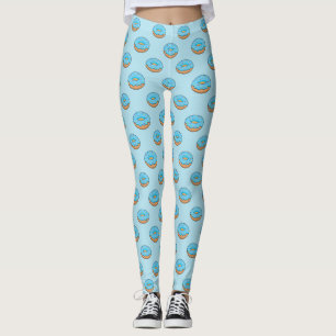 Blauw Frosted Donut met Sprinkles Cartoon Leggings