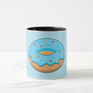 Blauw Frosted Donut met Sprinkles Cartoon Mok