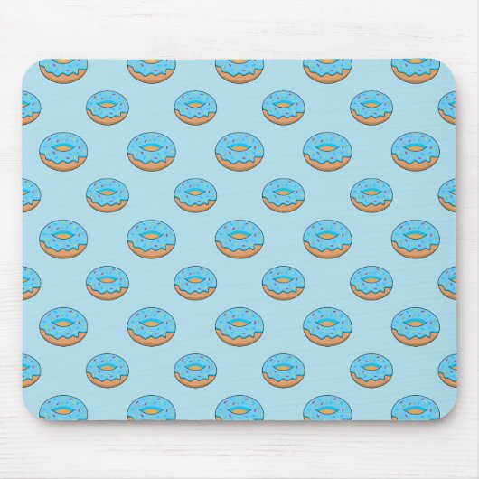 Blauw Frosted Donut met Sprinkles Cartoon Muismat (Voorkant)