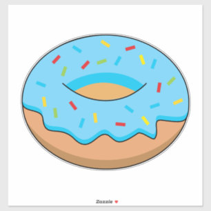 Blauw Frosted Donut met Sprinkles Cartoon Sticker