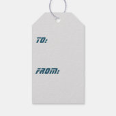 Blauw futuristisch kristal sneeuwvlokken kerst cadeaulabel (Achterkant)