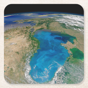 Blauw fytoplankton bloeit in het zwarte Zee Vierkante Kartonnen Onderzetter