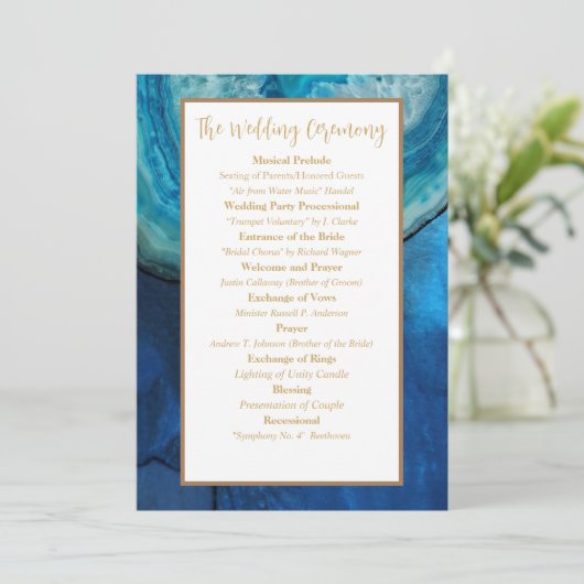 Blauw Galaxy Huwelijksprogramma  Kaart (Staand voorkant)