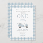 Blauw Gat in Een Golfkar Verjaardagsuitnodiging Kaart (Voorkant / Achterkant)