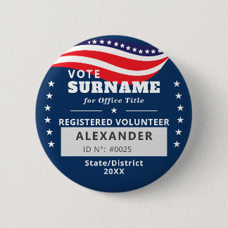BLAUW Geautoriseerde Vrijwilliger 2026 Tussenverki Ronde Button 5,7 Cm