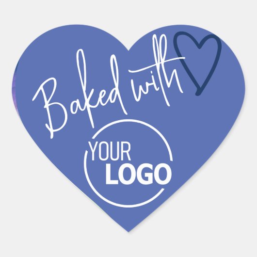 Blauw Gebakken met Liefde Zelfgemaakte Bakken Logo Hart Sticker (Voorkant)