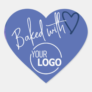 Blauw Gebakken met Liefde Zelfgemaakte Bakken Logo Hart Sticker