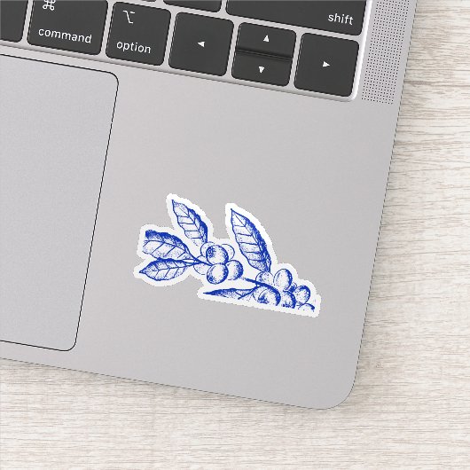 Blauw gebladerte sticker (Detail)