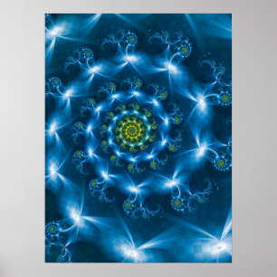 Blauw geblokte spiraal poster