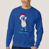 Blauw geboost kerstshirt met kerstmis trui (Voorkant)