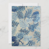 Blauw Geborduurd Bloemmotief  Kaart (Achterkant)