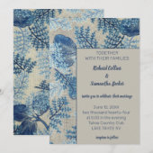 Blauw Geborduurd Bloemmotief  Kaart (Voorkant / Achterkant)