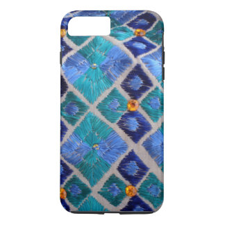 Blauw geborduurde Phulkari unieke iPhone-hoes iPhone 8 Plus / 7 Plus Hoesje