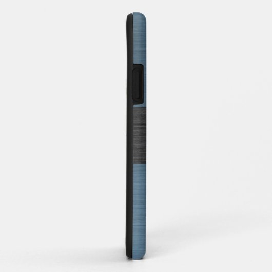 Blauw Geborsteld Metaal Metaalmonogram Naam Case-Mate iPhone Case (Achterkant/rechts)