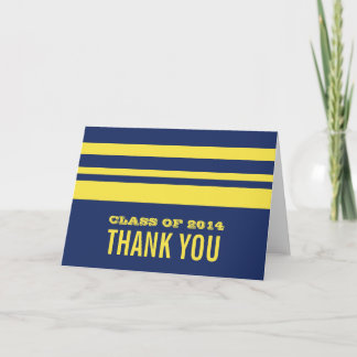Blauw/Geel Afstudeerder met strepen Hartelijk dank Bedankkaart