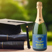 Blauw Geel Afstuderen Custom 2025 Graduation Party Sparkling Wijnetiket