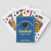 Blauw Geel Afstuderen Custom Graduation Party Pokerkaarten (Achterkant)