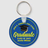 Blauw Geel Afstuderen Keepsake Custom Afstuderen Sleutelhanger (Achterkant)