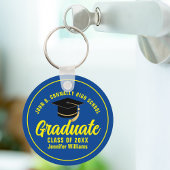 Blauw Geel Afstuderen Keepsake Custom Afstuderen Sleutelhanger