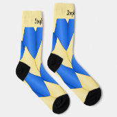 Blauw Geel Art Deco Design Soks Sokken (Rechts)