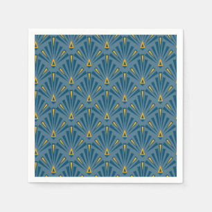 Blauw, geel art deco ornament. servet