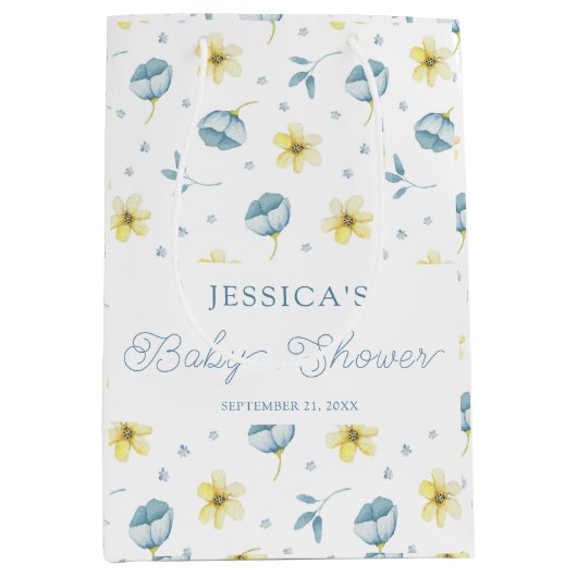 blauw geel Baby shower Medium Cadeauzakje (Voorkant)
