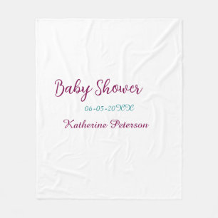 Blauw geel baby shower naam datum dier oor cute  fleece deken