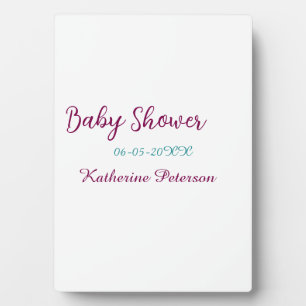 Blauw geel baby shower naam datum dier oor cute fotoplaat