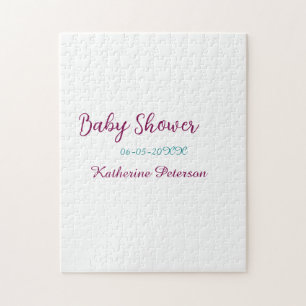 Blauw geel baby shower naam datum dier oor cute  legpuzzel