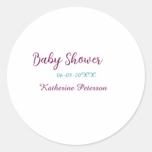 Blauw geel baby shower naam datum dier oor cute  ronde sticker