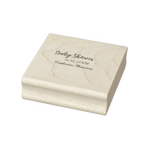 Blauw geel baby shower naam datum dier oor cute rubberstempel