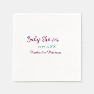 Blauw geel baby shower naam datum dier oor cute servet
