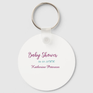 Blauw geel baby shower naam datum dier oor cute sleutelhanger
