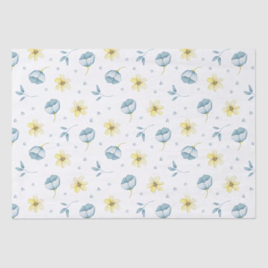  blauw geel Baby shower Tissuepapier (Voorkant)