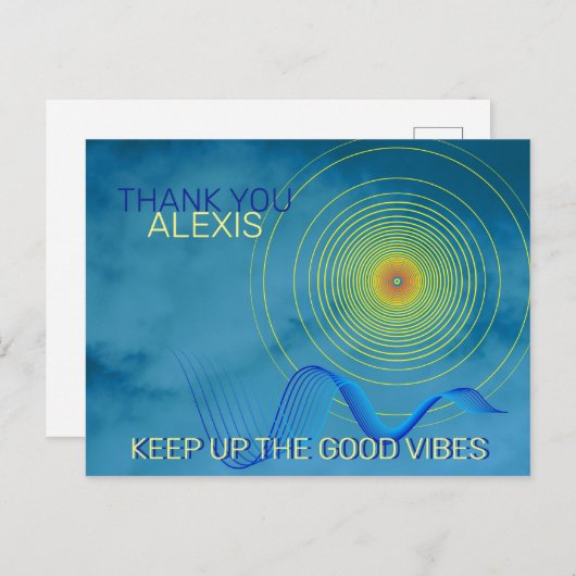 Blauw & Geel Bedankt Blijf Positief kunst Briefkaart (Voorkant / Achterkant)