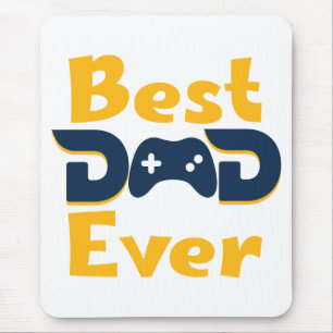 Blauw & Geel Beste Papa Ooit Gamer Papa Vaderdag Muismat