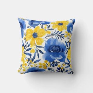 Blauw & Geel Bloemen Droomkussen Kussen