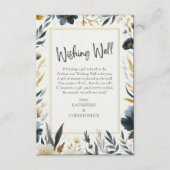 Blauw Geel Bloemen Elegant Bruiloft Wishing Well Informatiekaartje (Voorkant)