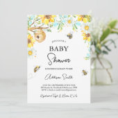 Blauw Geel Bloemen Mama Voor Bijen Baby shower Kaart (Staand voorkant)
